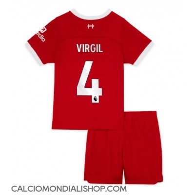 Maglie da calcio Liverpool Virgil van Dijk #4 Prima Maglia Bambino 2023-24 Manica Corta (+ Pantaloni corti)